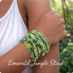 Emerald Jungle Stack Bracelet – Fundraiser Collection Memory Wire Wrap